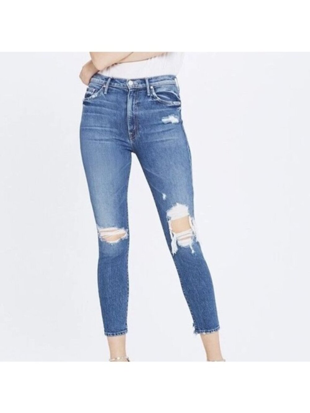 Mother Superior The Swooner Crop Jeans 25 Your Treat or Mine Distressed Ripped